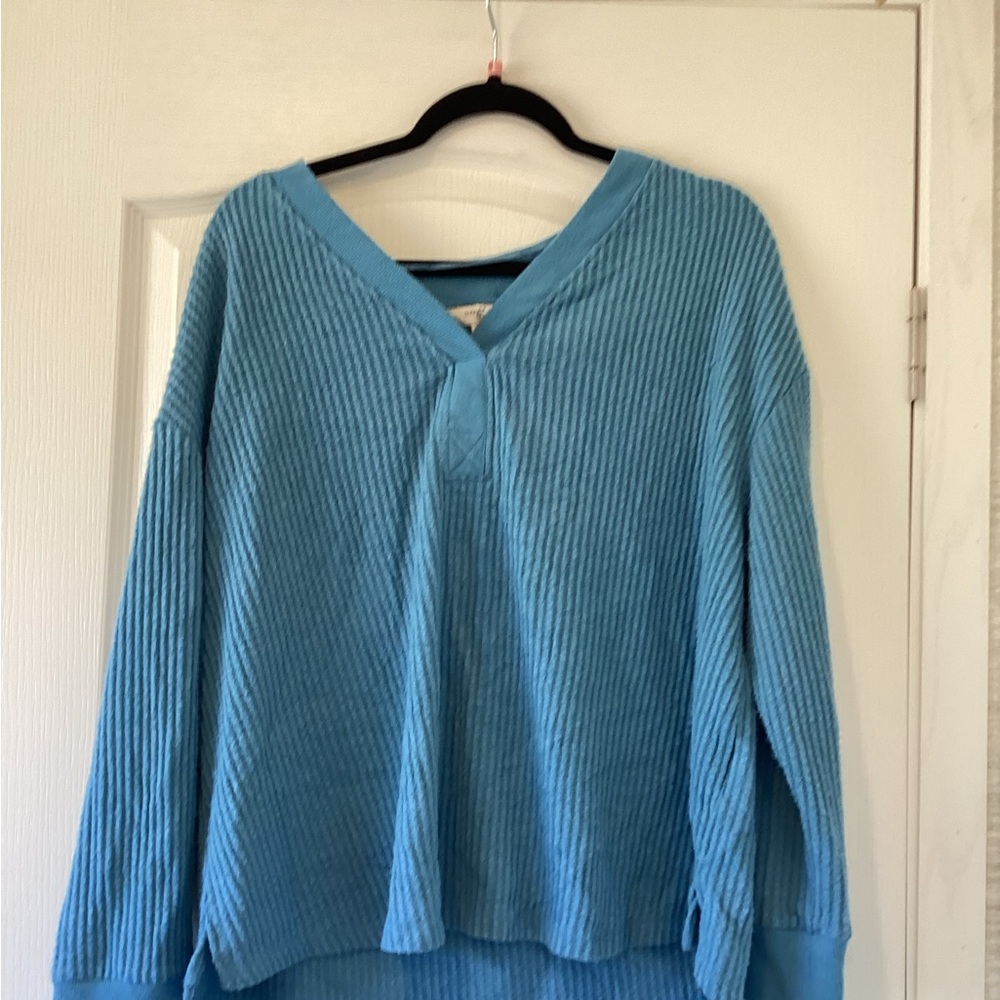 Terra & Sky Light Blue V-Neck sweater size 0X EUC